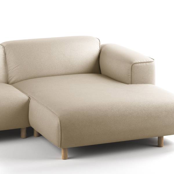 Divano angolare a 2,5 posti STAN B Tessuto Liane: beige - Longchair preimpostata a destra