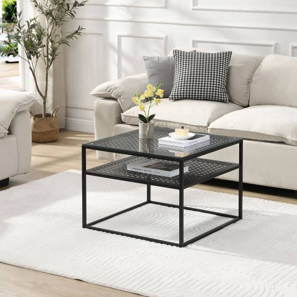 Couchtisch Linkom mit Ablage Schwarz - Breite: 60 cm