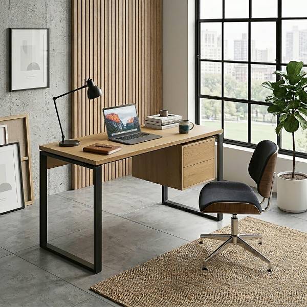 Schreibtisch Rieve Braun - Eisen - 140 x 75 x 60 cm