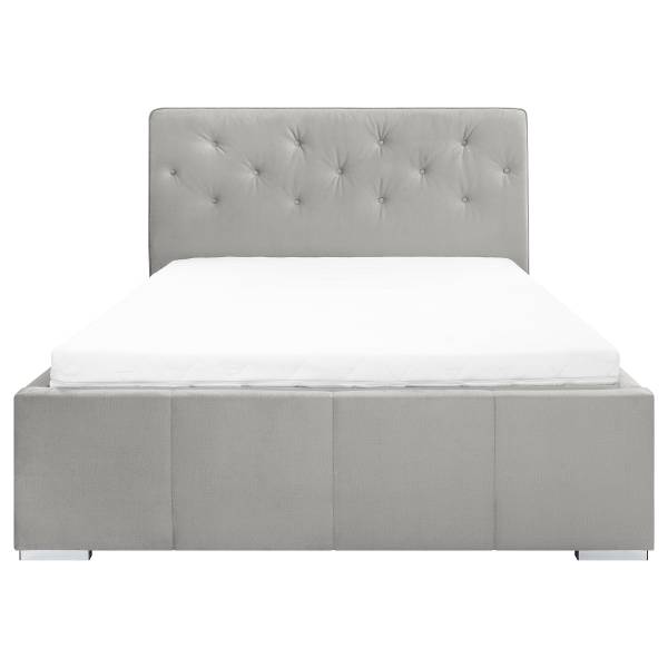Polsterbett Carba mit opt. Matratze Samt Onoli: Hellgrau - 140 x 200cm - Mit Lattenrost & Matratze - H2