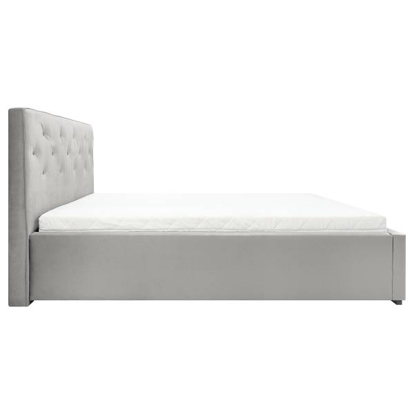 Polsterbett Carba mit opt. Matratze Samt Onoli: Hellgrau - 140 x 200cm - Mit Lattenrost & Matratze - H2
