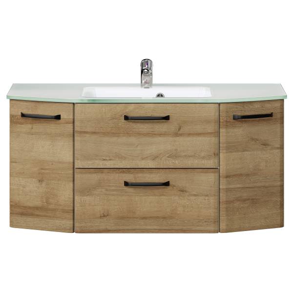 Einzelwaschtisch Quickset 318 Glas Eiche Riviera Dekor - Schwarz