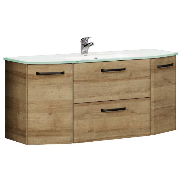 Einzelwaschtisch Quickset 318 Glas Eiche Riviera Dekor - Schwarz