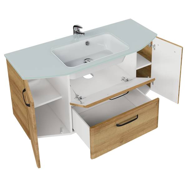 Einzelwaschtisch Quickset 318 Glas Eiche Riviera Dekor - Schwarz