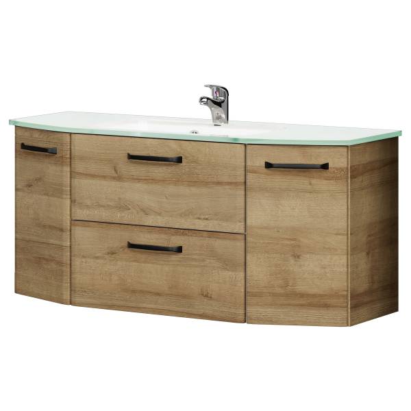 Einzelwaschtisch Quickset 318 Glas Eiche Riviera Dekor - Schwarz
