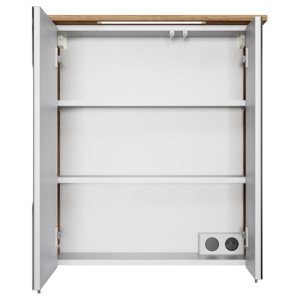 Spiegelkast met verlichting Quickset 318 Riviera eikenlook - Breedte: 60 cm