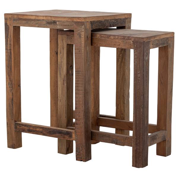 Massiver Beistelltisch Galen 2er-Set Eiche Antik