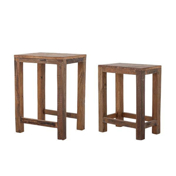 Massiver Beistelltisch Galen 2er-Set Eiche Antik