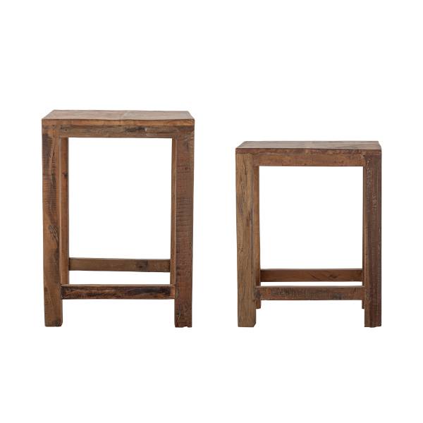 Massiver Beistelltisch Galen 2er-Set Eiche Antik