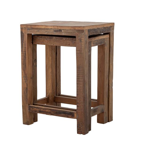 Massiver Beistelltisch Galen 2er-Set Eiche Antik