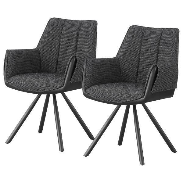 Armlehnenstuhl MAYAM 2er-Set Schwarz - Polyester - Eisen - 58 x 90 x 62 cm
