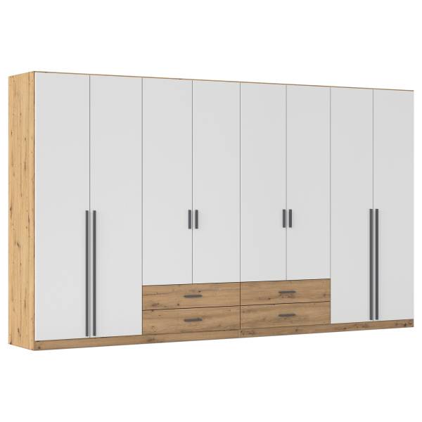 Draaideurkast Livaro alpinewit/Artisan eikenhouten look - Breedte: 360 cm - zonder spiegeldeur(en)