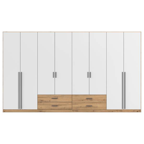 Draaideurkast Livaro alpinewit/Artisan eikenhouten look - Breedte: 360 cm - zonder spiegeldeur(en)