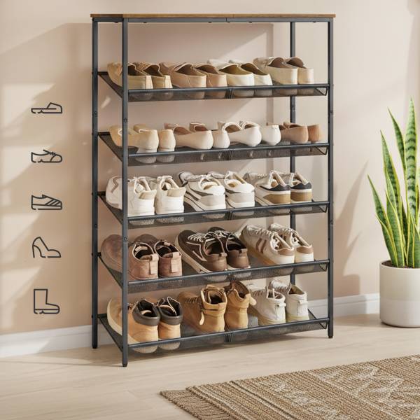 Schuhregal Bettyhill Altholz Dekor / Schwarz - Höhe: 114 cm