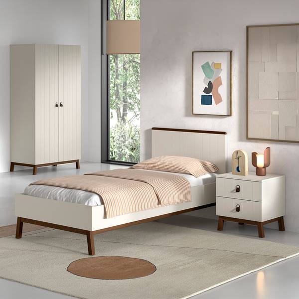 Kinderzimmerset Sezane 3-teilig Cremeweiß / Kiefer Havanna - Breite: 99 cm