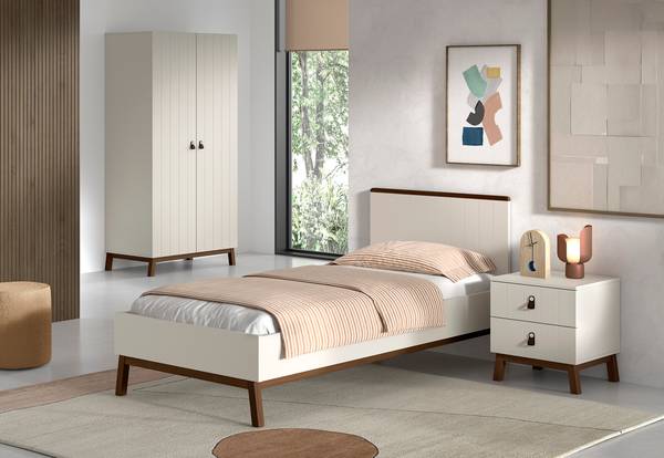 Kinderzimmerset Sezane 3-teilig Cremeweiß / Kiefer Havanna - Breite: 99 cm