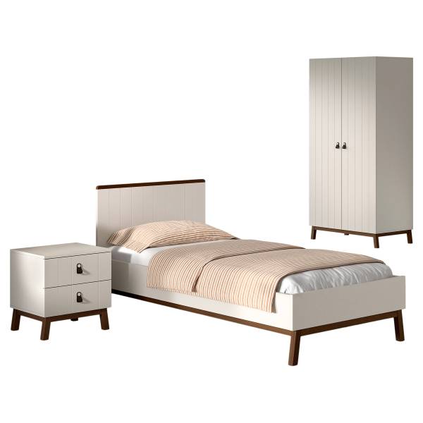 Kinderzimmerset Sezane 3-teilig Cremeweiß / Kiefer Havanna - Breite: 99 cm
