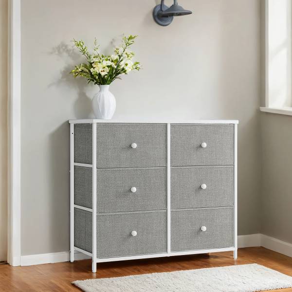 Commode Tandiga - Largeur 80 cm Gris / Blanc