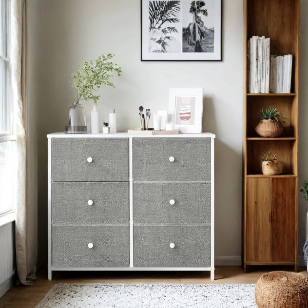 Commode Tandiga - Largeur 80 cm Gris / Blanc