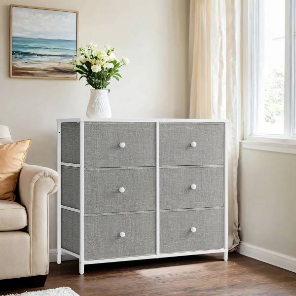 Commode Tandiga - Largeur 80 cm Gris / Blanc