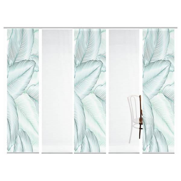 Schiebevorhang Beleze Polyester - Petrol - 5er Set