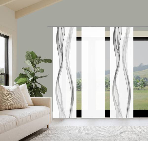 Schiebevorhang Laine Polyester - Grau - 3er Set