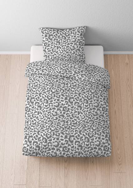 Seersucker-Bettwäsche Leo Grau - 155 x 220 cm + Kissen 80 x 80 cm
