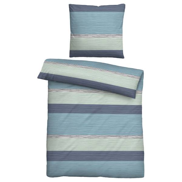 Seersucker-Bettwäsche Querstreifen Blau - Seersucker