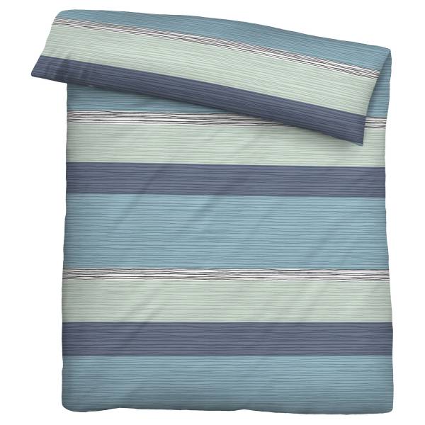 Seersucker-Bettwäsche Querstreifen Blau - Seersucker