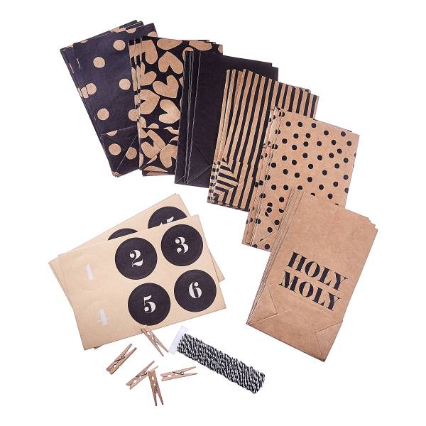 Adventskalender-Set SUPRISE 4-teilig Papier/Baumwolle/Sperrholz - Bunt