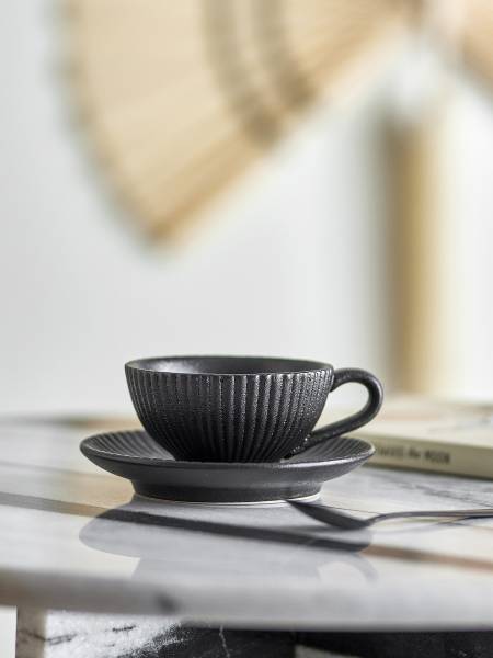 Cappuccinotasse Neri Schwarz - Keramik - 14 x 7 x 14 cm
