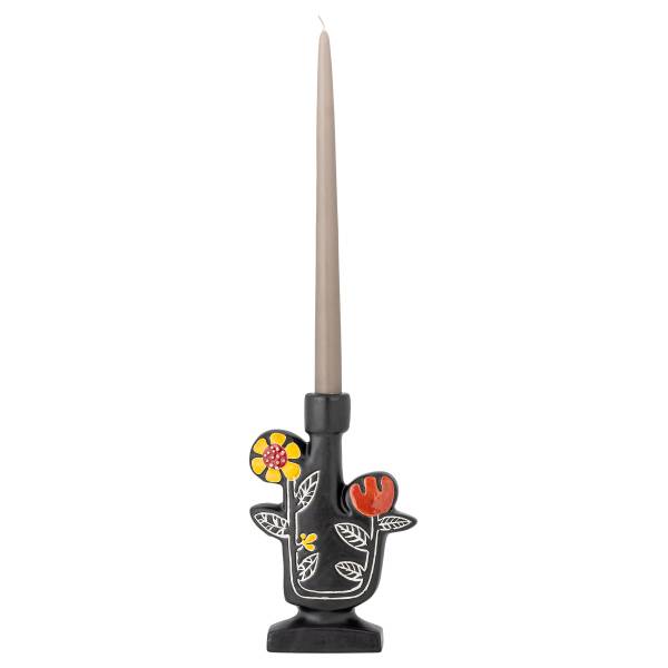 Kerzenhalter Vivielle Blume Schwarz - Keramik - 5 x 21 x 14 cm