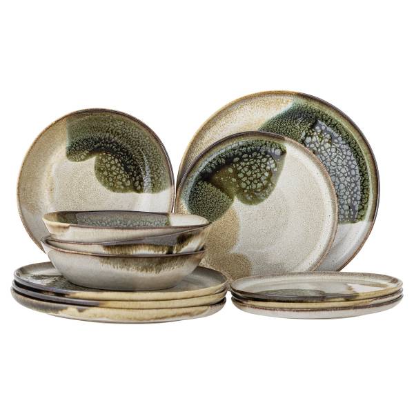 Geschirrset Jules 12-teilig Grün - Keramik - 29 x 5 x 29 cm