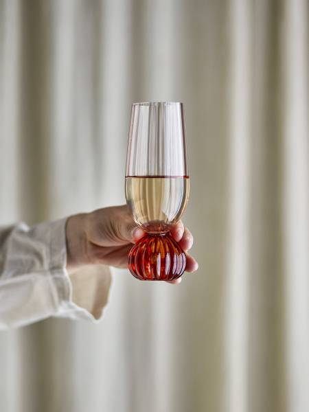 Champagnerglas Taurin Pink - Farbglas - 6 x 17 x 6 cm