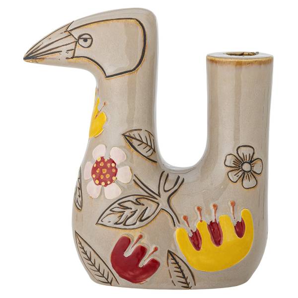 Kerzenhalter Vivielle Vogel Beige - Keramik - 10 x 21 x 19 cm