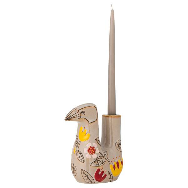 Kerzenhalter Vivielle Vogel Beige - Keramik - 10 x 21 x 19 cm