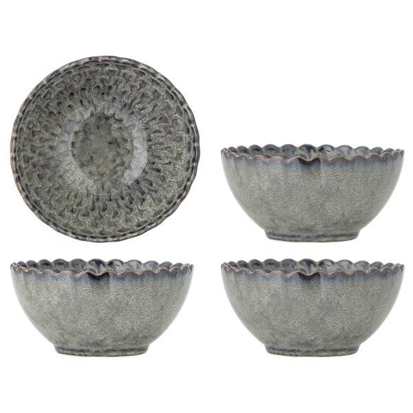 Kom Katrina set van 4 grijs - keramiek - 16 x 8 x 16 cm