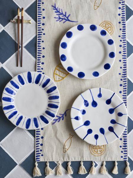 Teller Linora 3er-Set Blau - Durchmesser: 22 cm