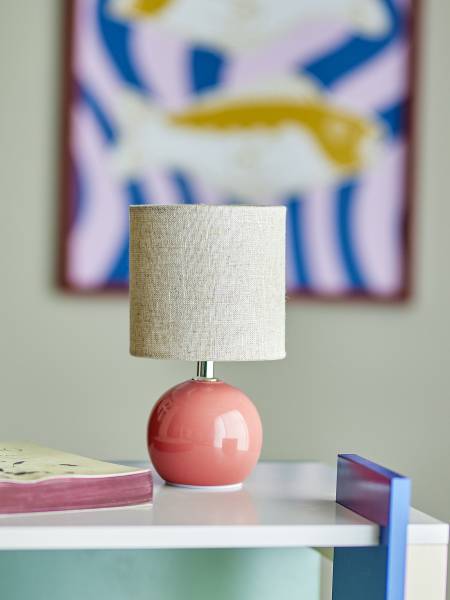 Tischlampe Valdis Pink - Keramik - 13 x 24 x 13 cm