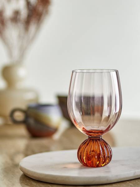 Wijnglas Taurin roze - gekleurd glas - 9 x 16 x 9 cm