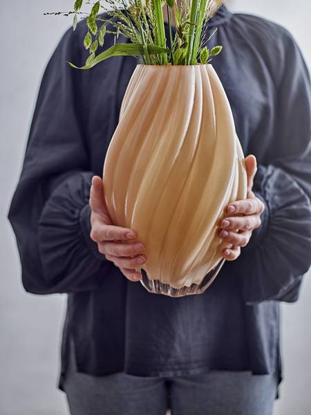 Vase Kanji Beige - Farbglas - 19 x 30 x 19 cm