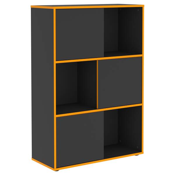 Regal Khamuan mit Rückwand Anthrazit / Orange