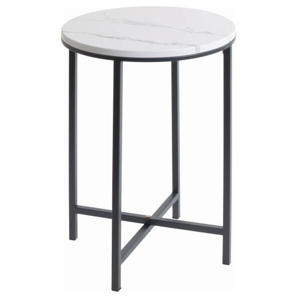 Table d'appoint Dirayz - ronde Imitation marbre blanc