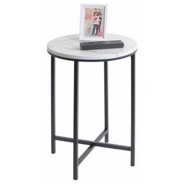 Table d'appoint Dirayz - ronde Imitation marbre blanc