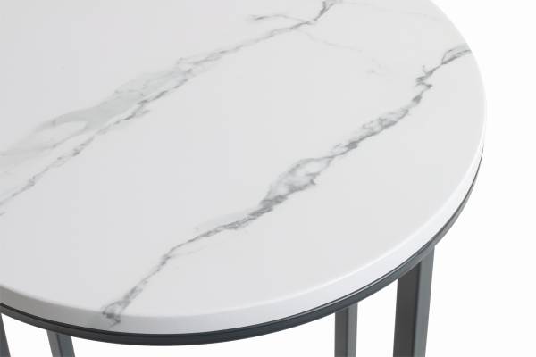Table d'appoint Dirayz - ronde Imitation marbre blanc