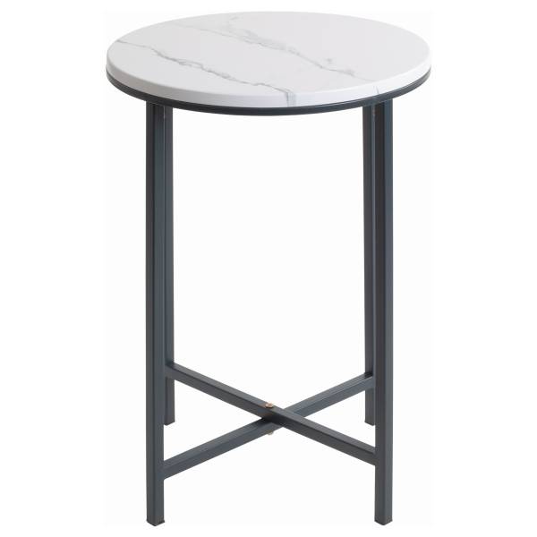 Table d'appoint Dirayz - ronde Imitation marbre blanc
