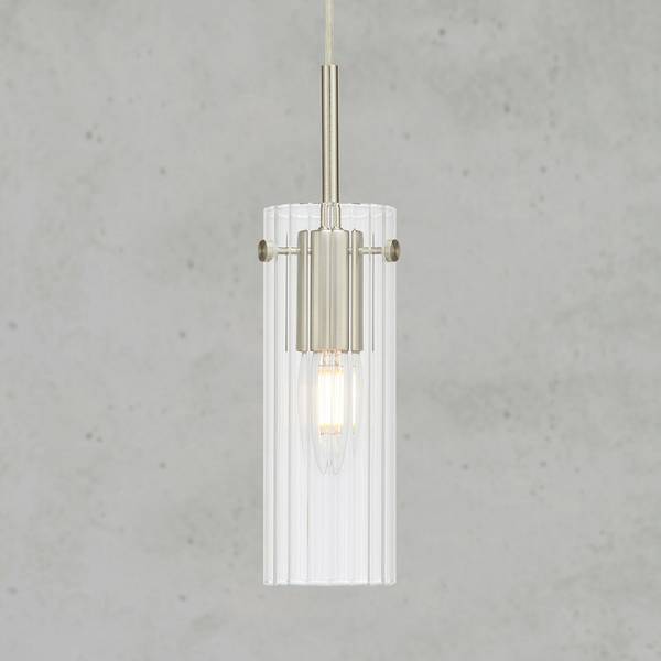 Suspension Tibia Fer / verre coloré - 1 lumière - Nickel brillant