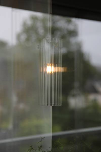 Suspension Tibia Fer / verre coloré - 1 lumière - Nickel brillant