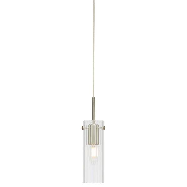 Suspension Tibia Fer / verre coloré - 1 lumière - Nickel brillant