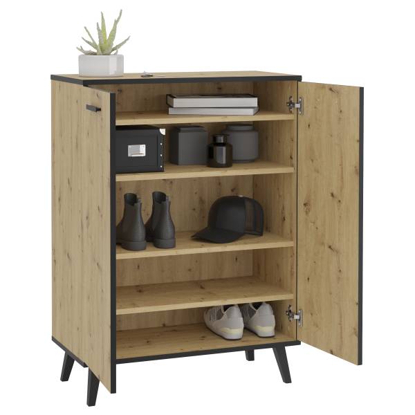 Schuhkommode Piaboga Eiche Artisan Dekor / Anthrazit